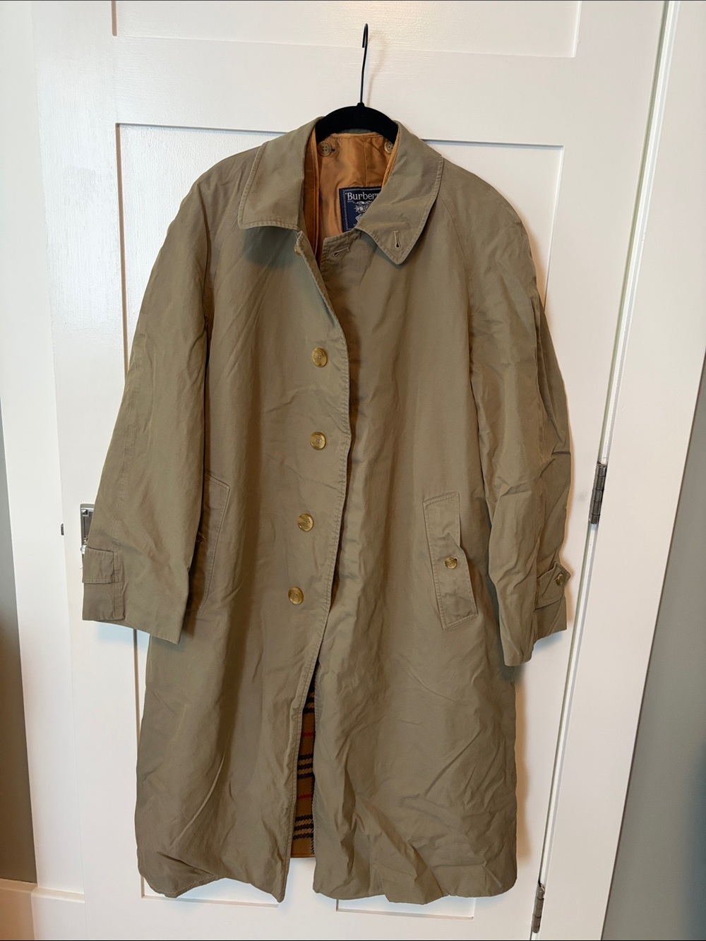Vintage Burberry OliveGreen/Tan Trench Coat With Removable Wool Lining